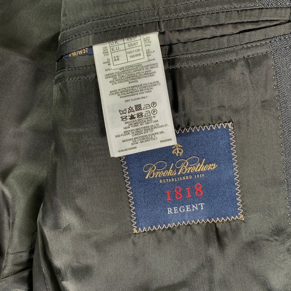 Brooks Brothers 2 Piece Suit Men 43R Gray Vitale Barberis Canonico Wool 35x30 - Picture 2 of 16